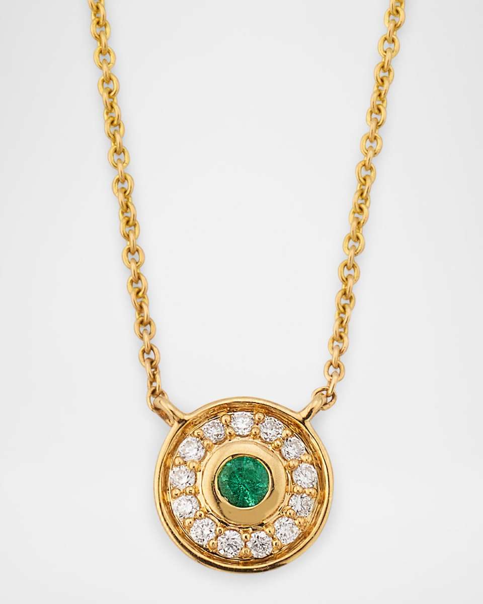 18K Universum Petite Pave Diamond and Emerald Necklace